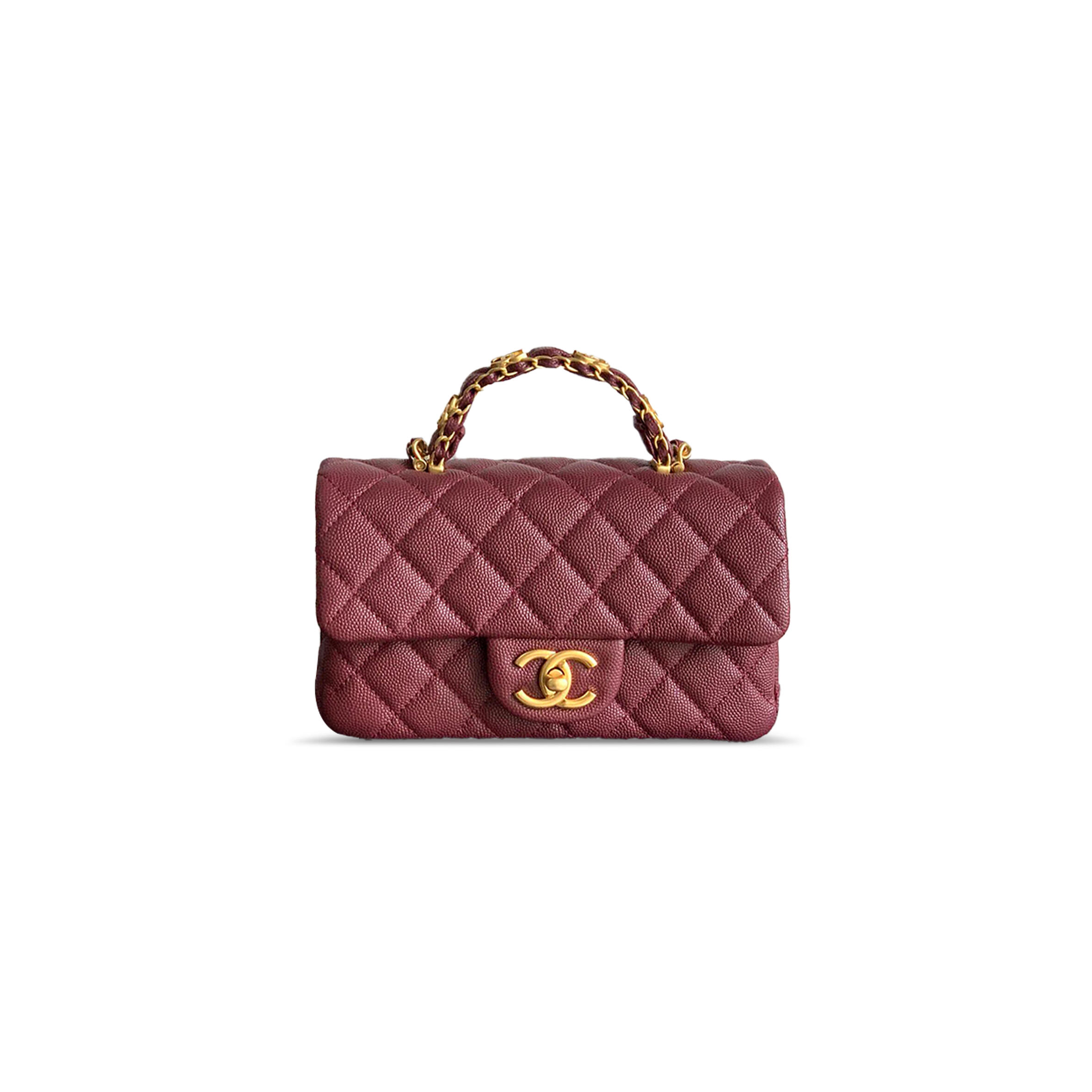 CHANEL MINI FLAP HANDLE CALFSKIN CAVIAR AS5701 (20*12*6cm）